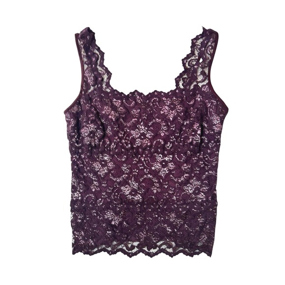 Cache Tops - Vtg Cache Purple Square Neck Top Sheer Lace Overlay Size Medium Fairy Whimsigoth